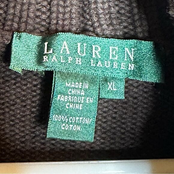 Lauren Ralph Lauren Women Sweater XL Brown Shawl Collar  Classic - Picture 4 of 9